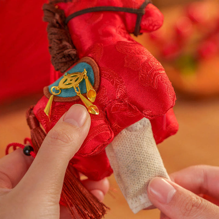 Buddha Stones Rok Konia Czerwony sznurek haft Wolność Wisząca dekoracja - image 5