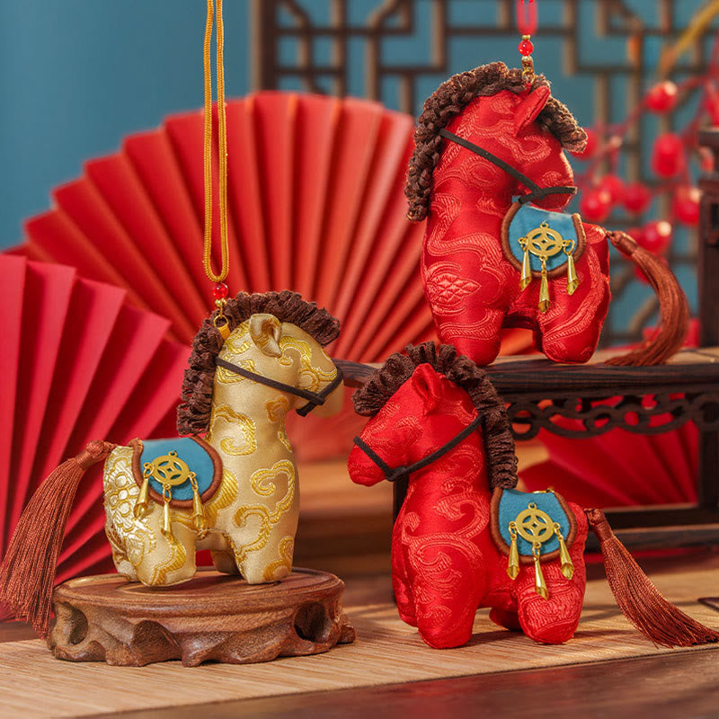 Buddha Stones Rok Konia Czerwony sznurek haft Wolność Wisząca dekoracja - image 14