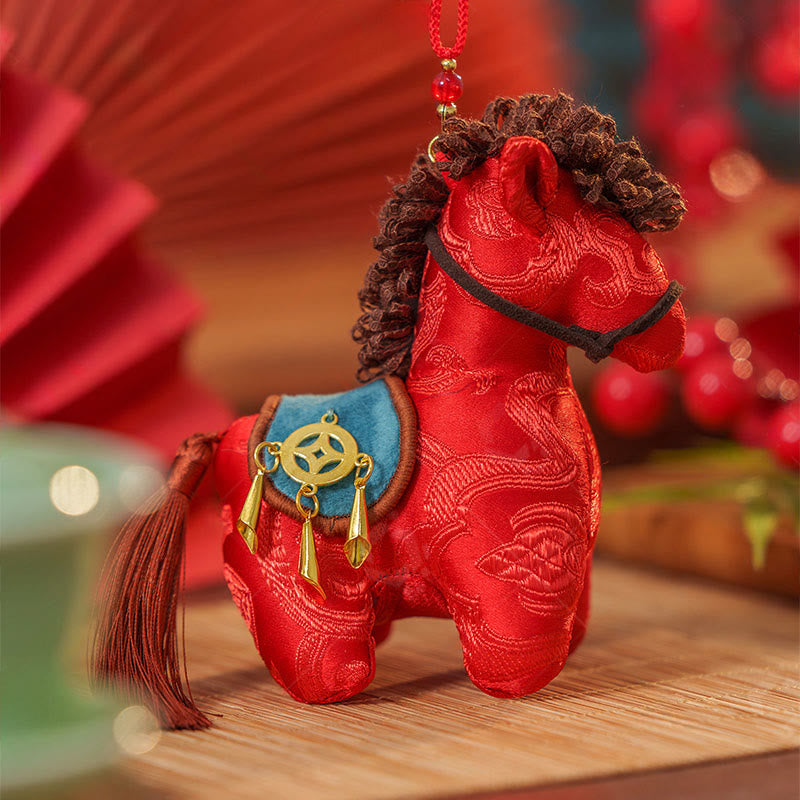 Buddha Stones Rok Konia Czerwony sznurek haft Wolność Wisząca dekoracja - image 1