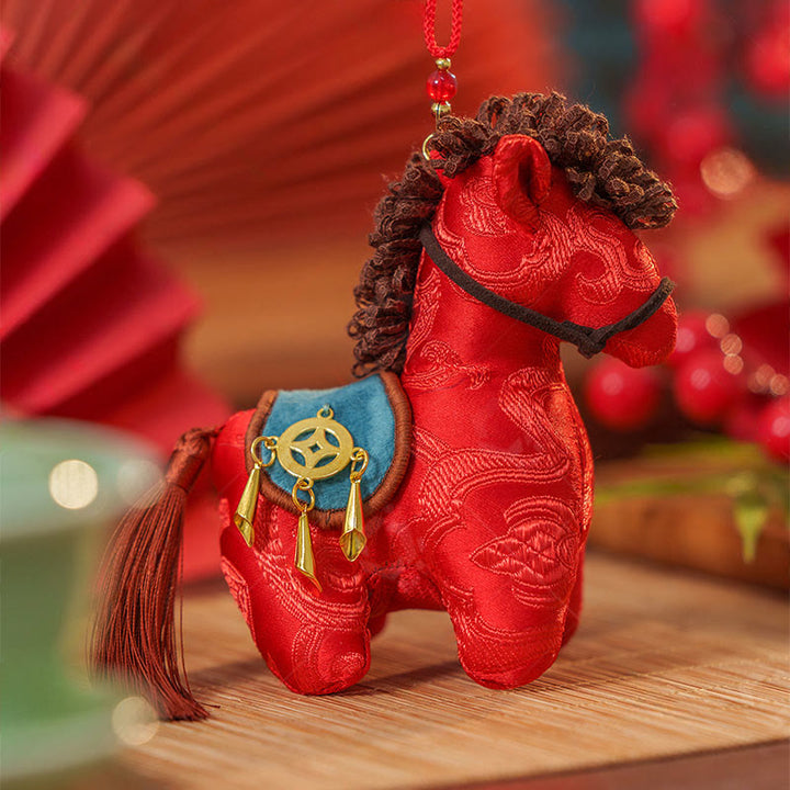 Buddha Stones Rok Konia Czerwony sznurek haft Wolność Wisząca dekoracja - image 1