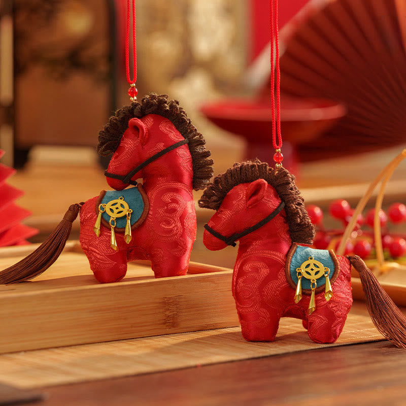 Buddha Stones Rok Konia Czerwony sznurek haft Wolność Wisząca dekoracja - image 12