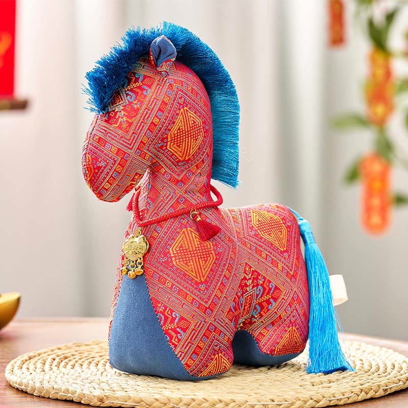 Buddha Stones Rok Konia Czerwony Sznurek Haftowany Ozdoba z Chwostem - Czerwony Koń - 25*20 cm - image 3