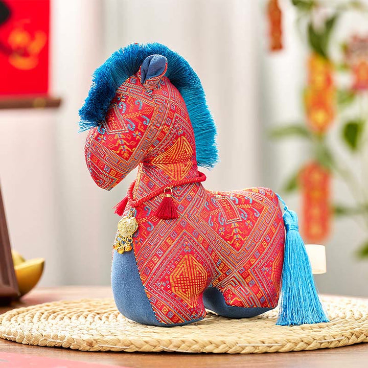 Buddha Stones Rok Konia Czerwony Sznurek Haftowany Ozdoba z Chwostem - Czerwony Koń - 20*17 cm - image 2