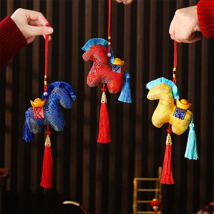 Buddha Stones Rok Konia Czerwony Sznurek Haftowany Ozdoba z Chwostem - image 15