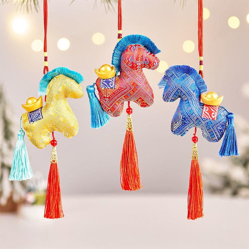 Buddha Stones Rok Konia Czerwony Sznurek Haftowany Ozdoba z Chwostem - image 21