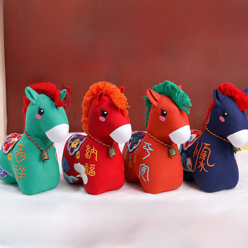 Buddha Stones Rok Konia Miedziany Czerwony Sznurek Fu Charakter Haft Dobrobyt Dekoracja Domu - image 35