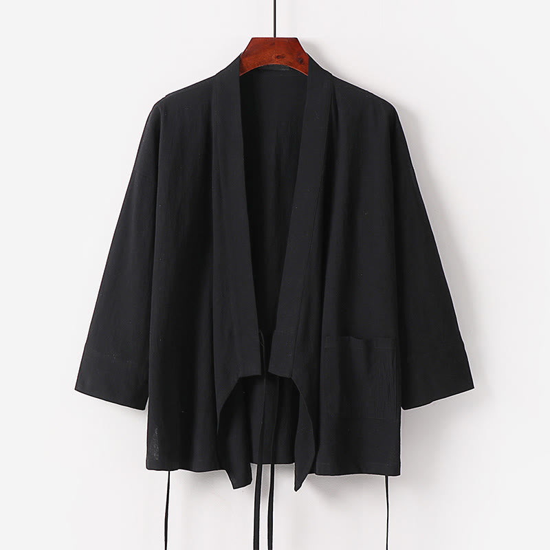 Buddha Stones, 2 sztuki, jesienny, sznurowany, bawełniany kimono, spodnie do kostek z szerokimi nogawkami i kieszeniami, męski zestaw do medytacji - image 5