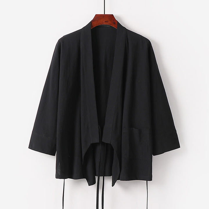 Buddha Stones, 2 sztuki, jesienny, sznurowany, bawełniany kimono, spodnie do kostek z szerokimi nogawkami i kieszeniami, męski zestaw do medytacji - image 5