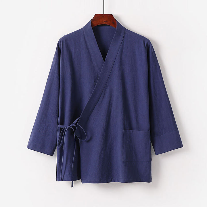 Buddha Stones, 2 sztuki, jesienny, sznurowany, bawełniany kimono, spodnie do kostek z szerokimi nogawkami i kieszeniami, męski zestaw do medytacji - image 10