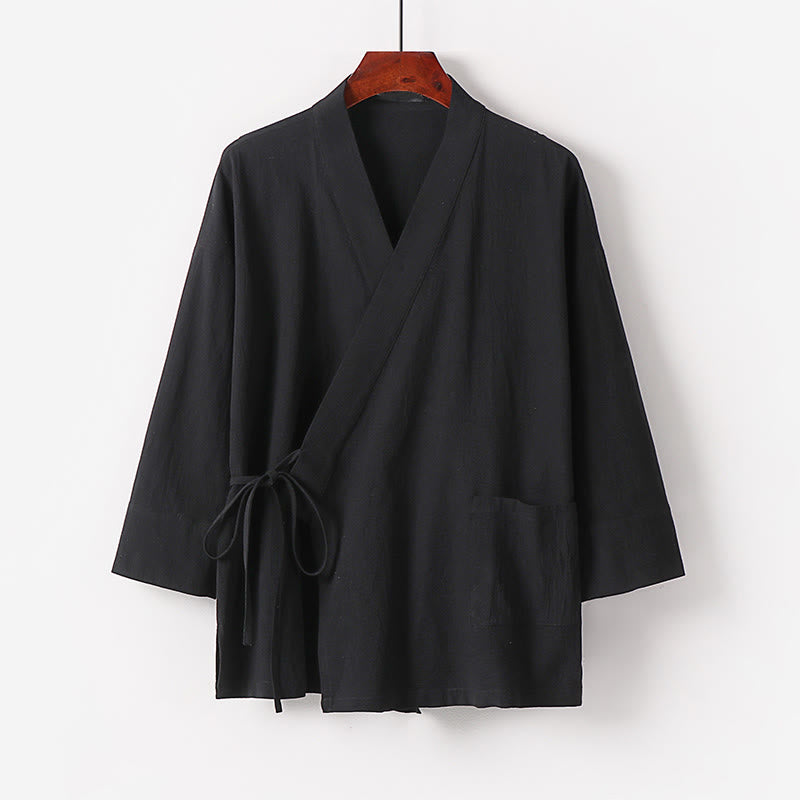 Buddha Stones, 2 sztuki, jesienny, sznurowany, bawełniany kimono, spodnie do kostek z szerokimi nogawkami i kieszeniami, męski zestaw do medytacji - image 6