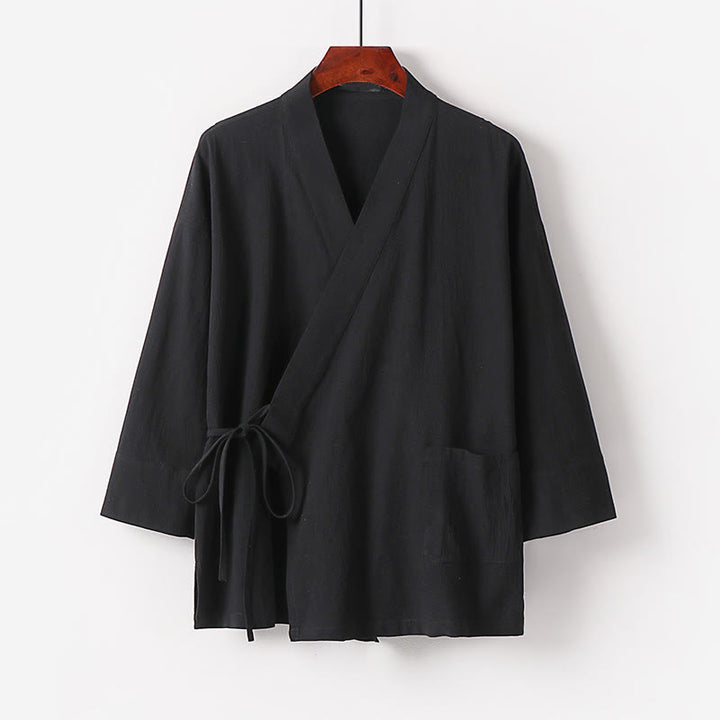 Buddha Stones, 2 sztuki, jesienny, sznurowany, bawełniany kimono, spodnie do kostek z szerokimi nogawkami i kieszeniami, męski zestaw do medytacji - image 6