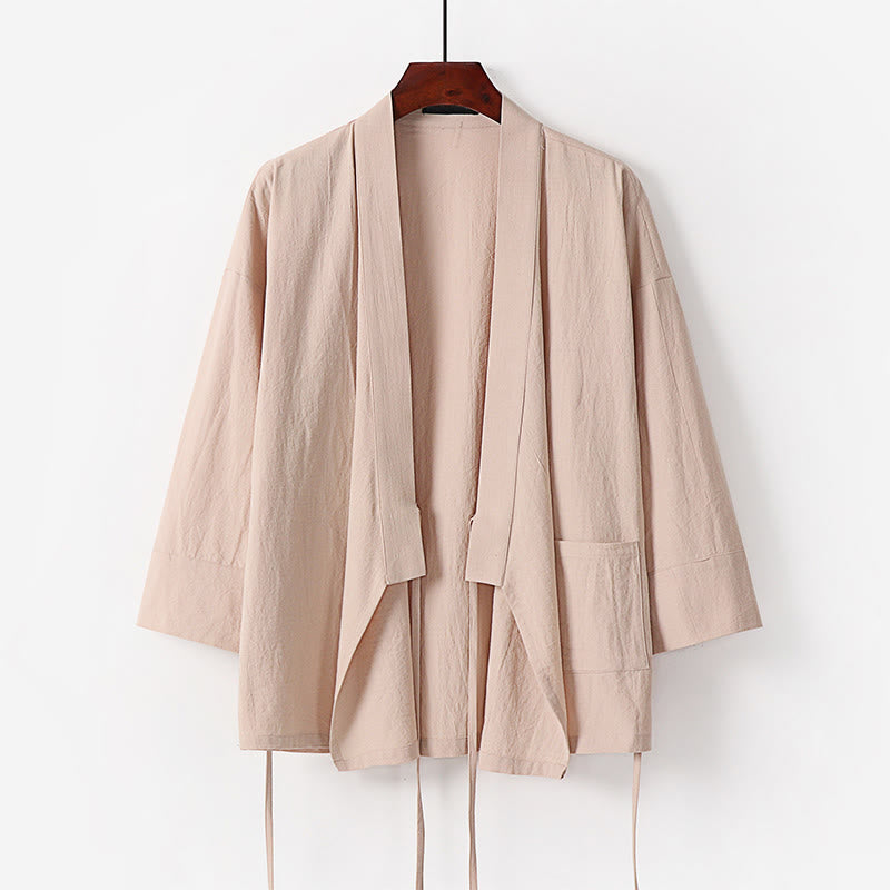 Buddha Stones, 2 sztuki, jesienny, sznurowany, bawełniany kimono, spodnie do kostek z szerokimi nogawkami i kieszeniami, męski zestaw do medytacji - image 13