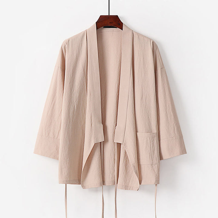 Buddha Stones, 2 sztuki, jesienny, sznurowany, bawełniany kimono, spodnie do kostek z szerokimi nogawkami i kieszeniami, męski zestaw do medytacji - image 13