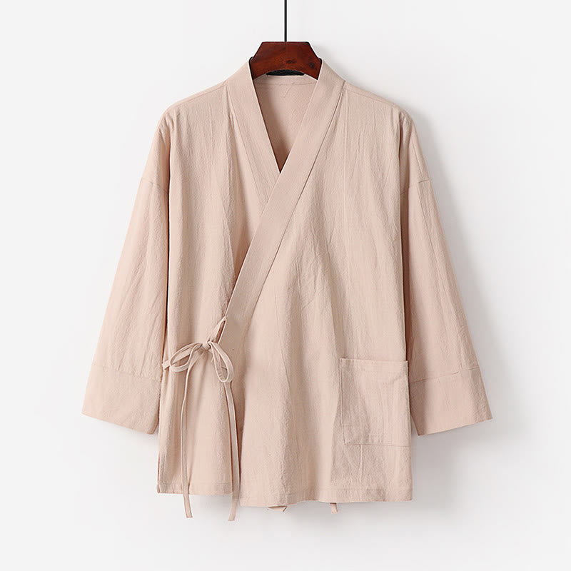 Buddha Stones, 2 sztuki, jesienny, sznurowany, bawełniany kimono, spodnie do kostek z szerokimi nogawkami i kieszeniami, męski zestaw do medytacji - image 14