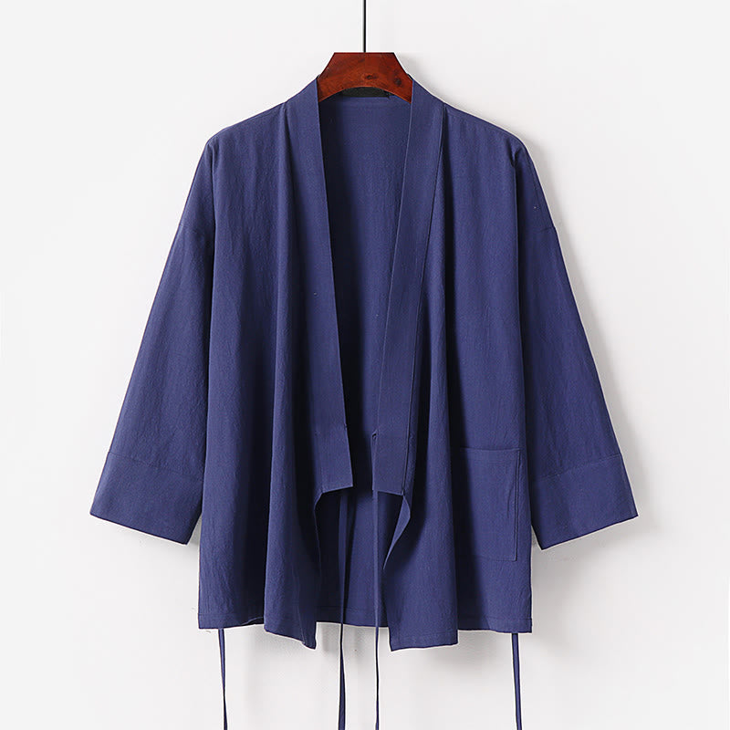 Buddha Stones, 2 sztuki, jesienny, sznurowany, bawełniany kimono, spodnie do kostek z szerokimi nogawkami i kieszeniami, męski zestaw do medytacji - image 9