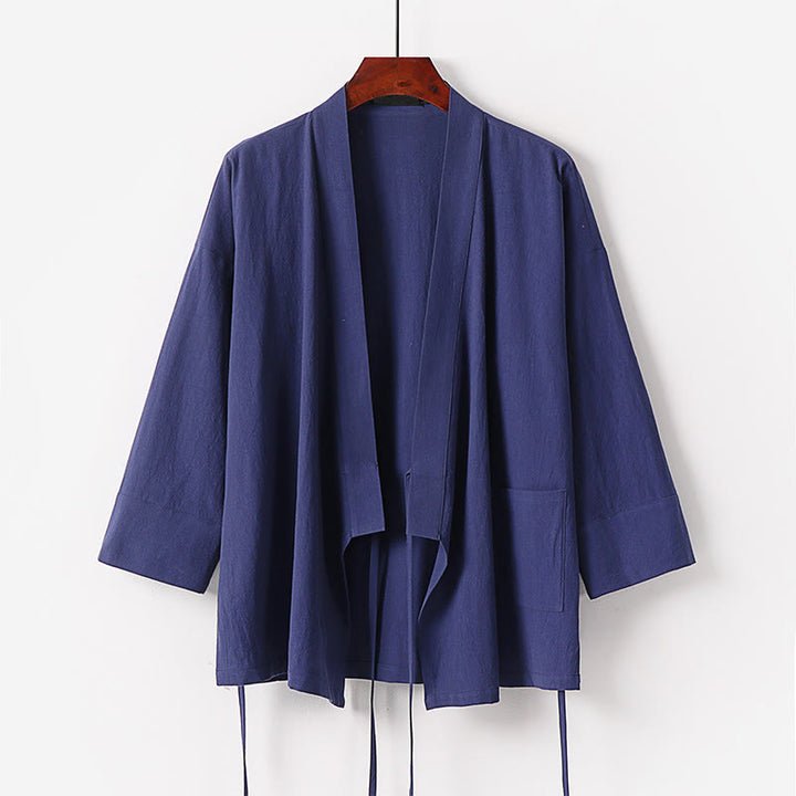 Buddha Stones, 2 sztuki, jesienny, sznurowany, bawełniany kimono, spodnie do kostek z szerokimi nogawkami i kieszeniami, męski zestaw do medytacji - image 9