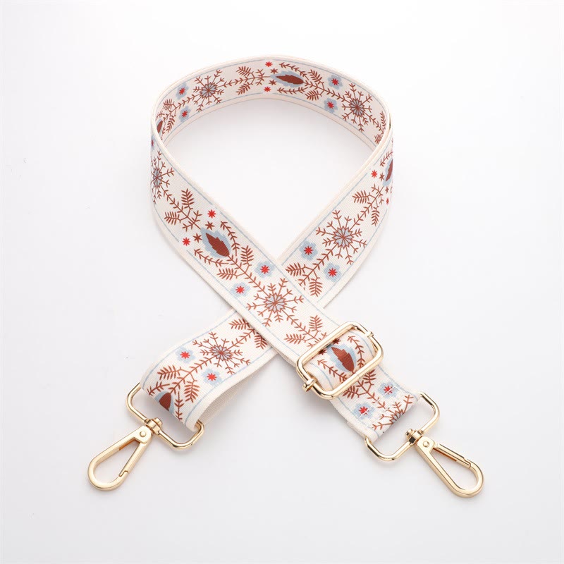 Buddha Stones Boho Kwiaty Liście Geometryczne Żakard Regulowane Torebki Torebka na Ramię Crossbody Paski Wymienne - Beżowy - 70-135 cm*3,8 cm - image 5