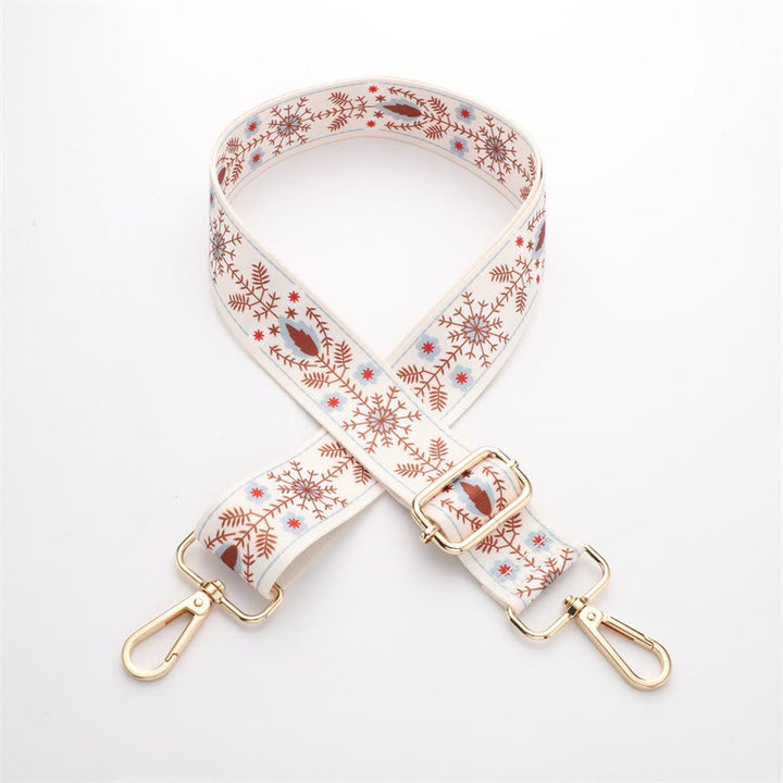 Buddha Stones Boho Kwiaty Liście Geometryczne Żakard Regulowane Torebki Torebka na Ramię Crossbody Paski Wymienne - Beżowy - 70-135 cm*3,8 cm - image 5