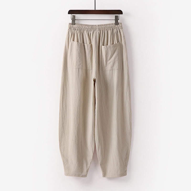 Męskie spodnie haremowe z kieszeniami i ściągaczem do kostek z motywem Buddha Stones, wiosenno-jesiennym i w jednolitym kolorze - image 1