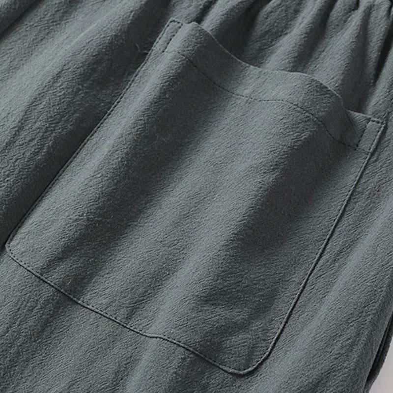 Spodnie męskie z bawełny lnianej z kieszeniami i prostymi nogawkami w kolorze Buddha Stones - image 7