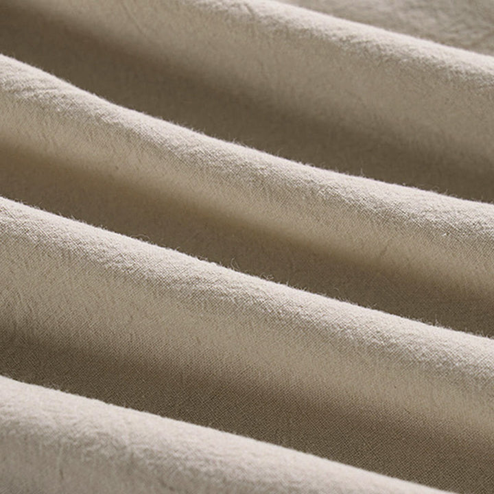 Męskie spodnie lniane z bawełny i kieszeniami, proste, ściągane sznurkiem, do kostek, z motywem Buddha Stones - image 7