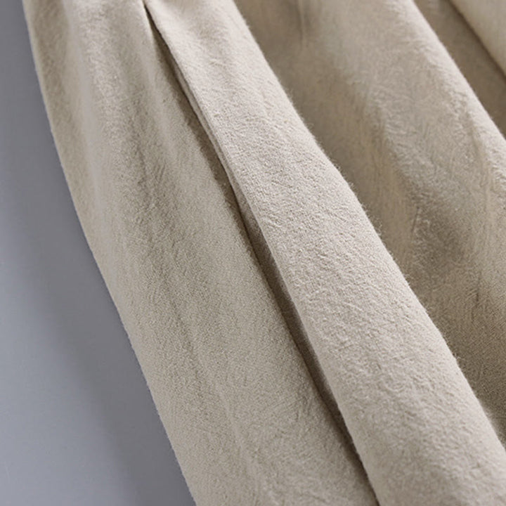 Męskie spodnie lniane z bawełny i kieszeniami, proste, ściągane sznurkiem, do kostek, z motywem Buddha Stones - image 9