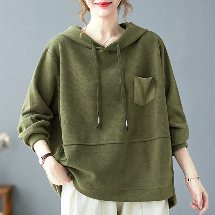 Bluza damska z kapturem z długim rękawem i kieszeniami w jednolitym kolorze z Buddha Stones - DarkSeaGreen - US8-10，UK/AU12-14，EU40-42 (2XL) - image 8