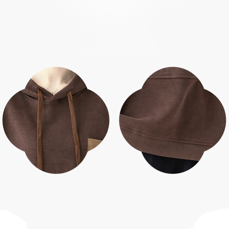 Bluza damska z kapturem z długim rękawem i kieszeniami w jednolitym kolorze z Buddha Stones - image 7