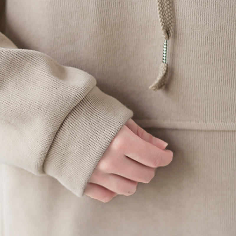 Bluza damska z kapturem z długim rękawem i kieszeniami w jednolitym kolorze z Buddha Stones - image 38