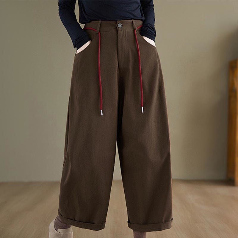 Spodnie Buddha Stones z kieszeniami i gładką bawełną w stylu casual, rozmiar 7-8 - SaddleBrown - US8-10，UK/AU12-14，EU40-42 (2XL) - image 7