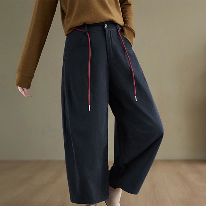 Spodnie Buddha Stones z kieszeniami i gładką bawełną w stylu casual, rozmiar 7-8 - image 1