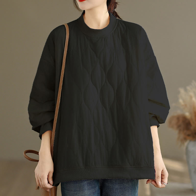 Bluza damska z bawełny z okrągłym dekoltem i kieszeniami, z zakrzywionym wzorem i okrągłym dekoltem, z długimi rękawami i kamieniami Buddha Stones - image 2