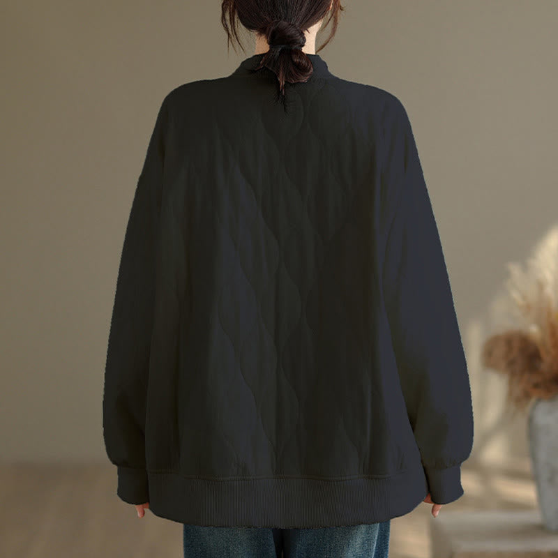 Bluza damska z bawełny z okrągłym dekoltem i kieszeniami, z zakrzywionym wzorem i okrągłym dekoltem, z długimi rękawami i kamieniami Buddha Stones - image 3