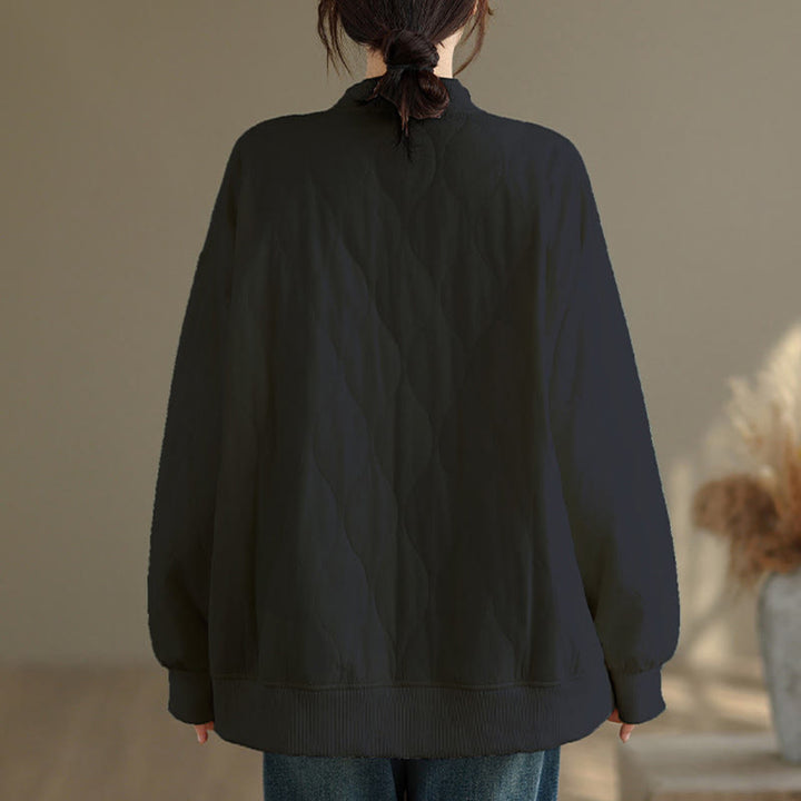 Bluza damska z bawełny z okrągłym dekoltem i kieszeniami, z zakrzywionym wzorem i okrągłym dekoltem, z długimi rękawami i kamieniami Buddha Stones - image 3