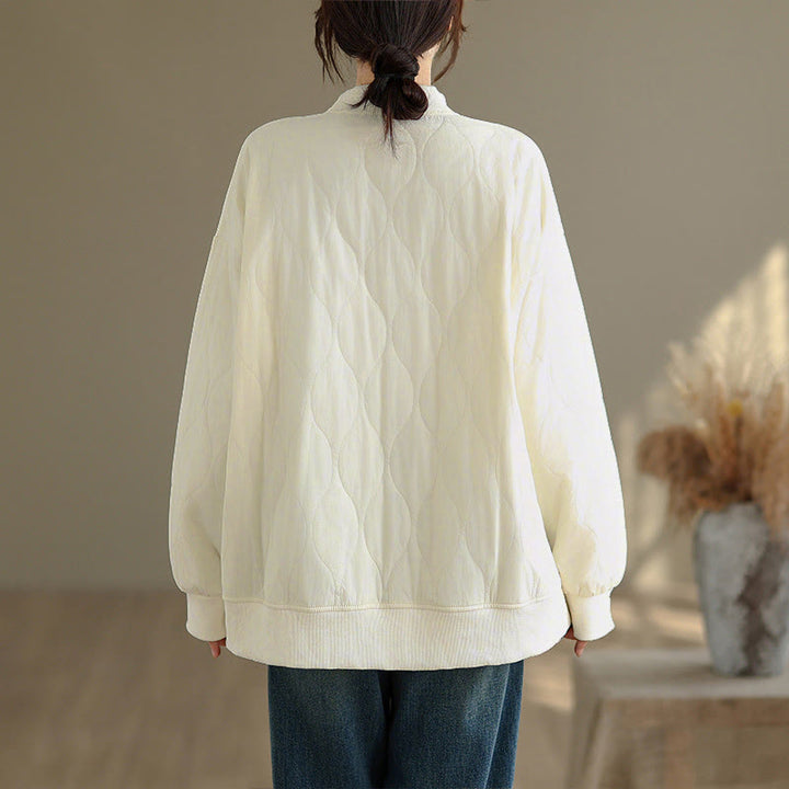 Bluza damska z bawełny z okrągłym dekoltem i kieszeniami, z zakrzywionym wzorem i okrągłym dekoltem, z długimi rękawami i kamieniami Buddha Stones - image 8