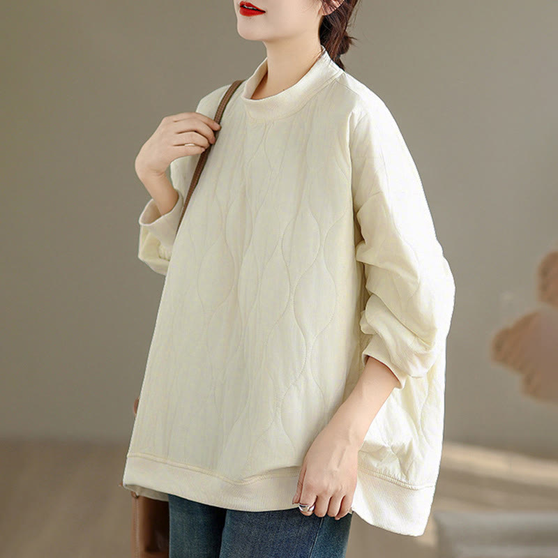 Bluza damska z bawełny z okrągłym dekoltem i kieszeniami, z zakrzywionym wzorem i okrągłym dekoltem, z długimi rękawami i kamieniami Buddha Stones - image 7