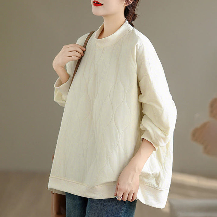 Bluza damska z bawełny z okrągłym dekoltem i kieszeniami, z zakrzywionym wzorem i okrągłym dekoltem, z długimi rękawami i kamieniami Buddha Stones - image 7