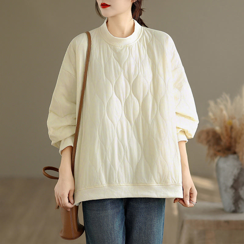 Bluza damska z bawełny z okrągłym dekoltem i kieszeniami, z zakrzywionym wzorem i okrągłym dekoltem, z długimi rękawami i kamieniami Buddha Stones - image 10