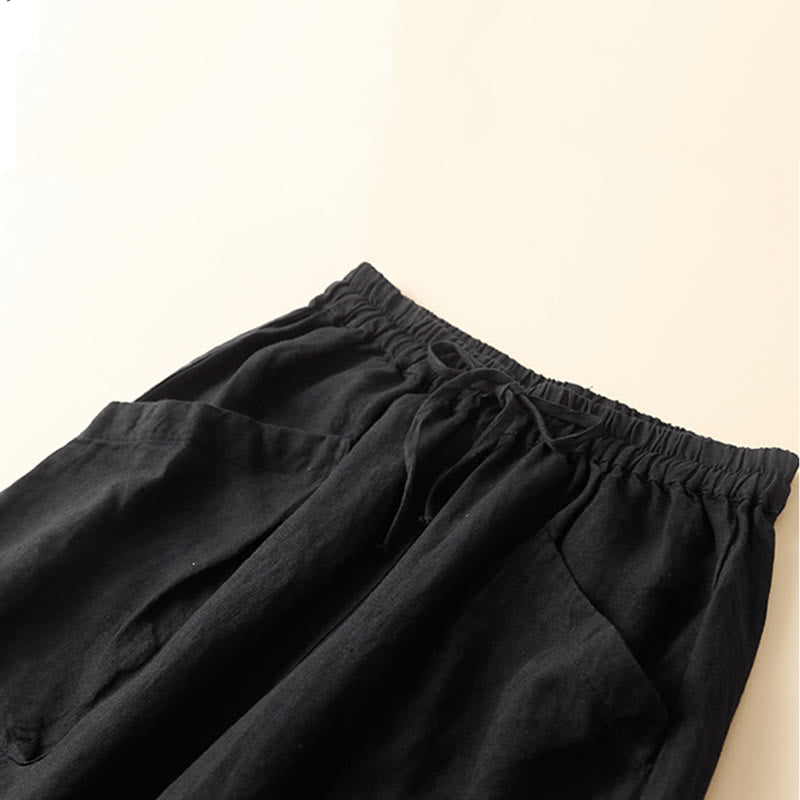 Spodnie damskie z bawełny typu capri i gładkim haremem Buddha Stones Commute z kieszeniami - image 10