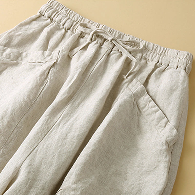 Spodnie damskie z bawełny typu capri i gładkim haremem Buddha Stones Commute z kieszeniami - image 15