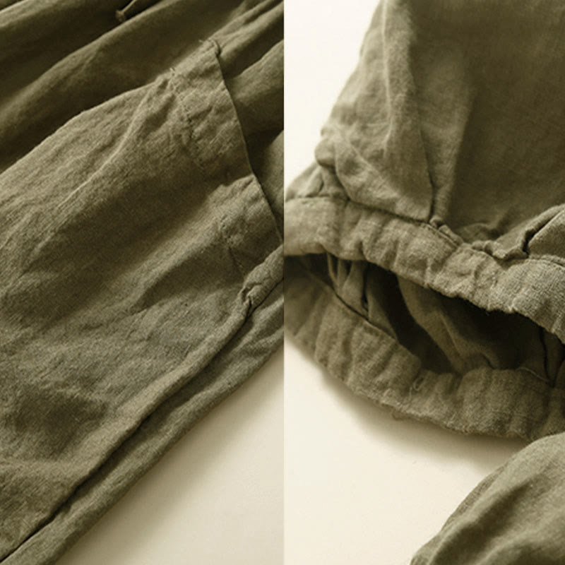 Spodnie damskie z bawełny typu capri i gładkim haremem Buddha Stones Commute z kieszeniami - image 4