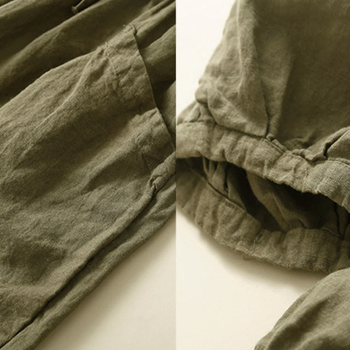 Spodnie damskie z bawełny typu capri i gładkim haremem Buddha Stones Commute z kieszeniami - image 4