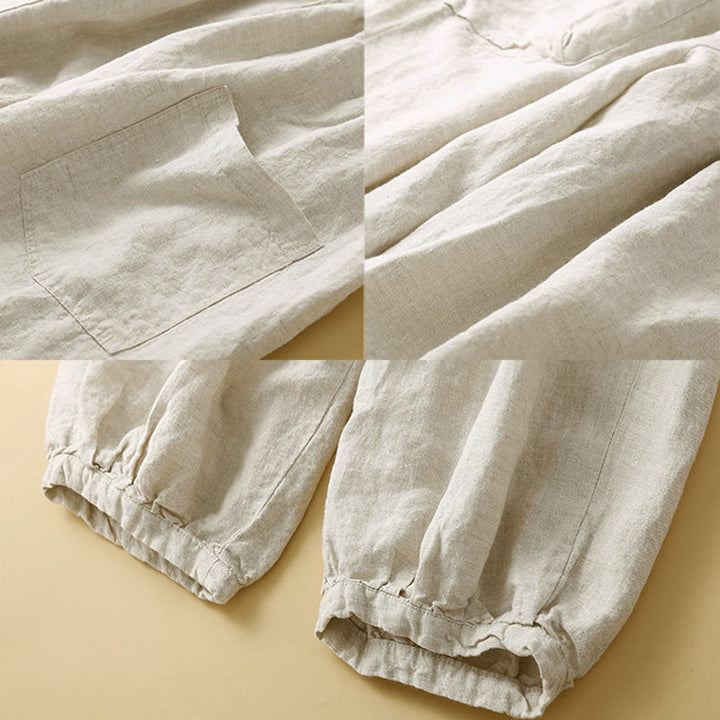 Spodnie damskie z bawełny typu capri i gładkim haremem Buddha Stones Commute z kieszeniami - image 16