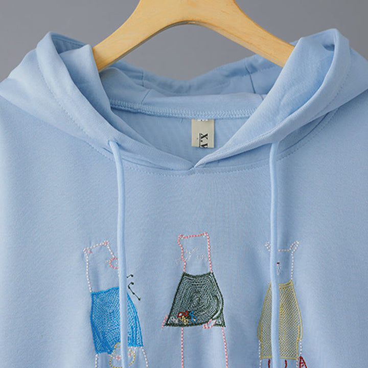 Bluza damska z kapturem z długim rękawem i haftowanym misiem z Buddha Stones - image 8