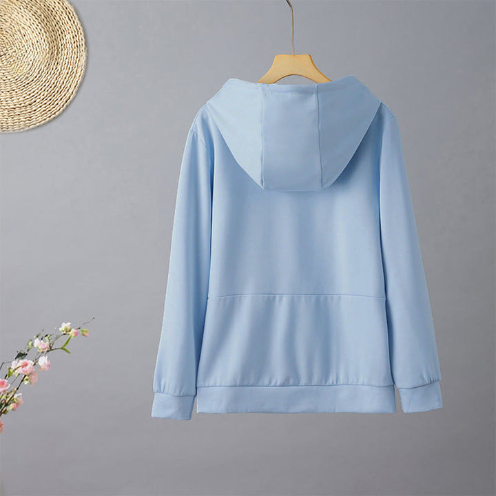 Bluza damska z kapturem z długim rękawem i haftowanym misiem z Buddha Stones - image 9