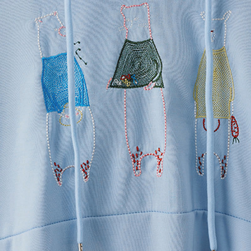 Bluza damska z kapturem z długim rękawem i haftowanym misiem z Buddha Stones - image 13