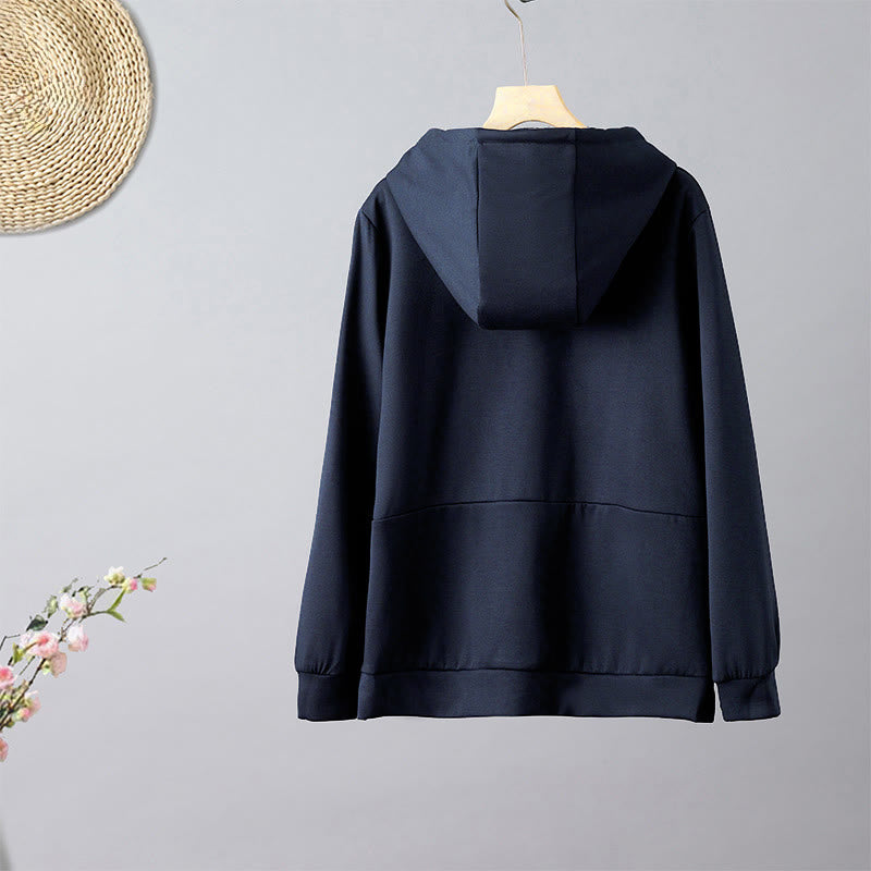 Bluza damska z kapturem z długim rękawem i haftowanym misiem z Buddha Stones - image 2