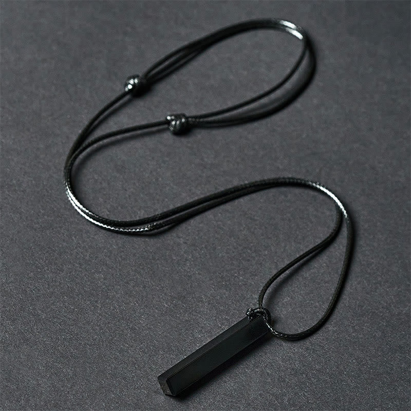 Naszyjnik z wisiorkiem i czarnym obsydianem w kolorze niebieskim z piaskowca, z Buddha Stones - image 1