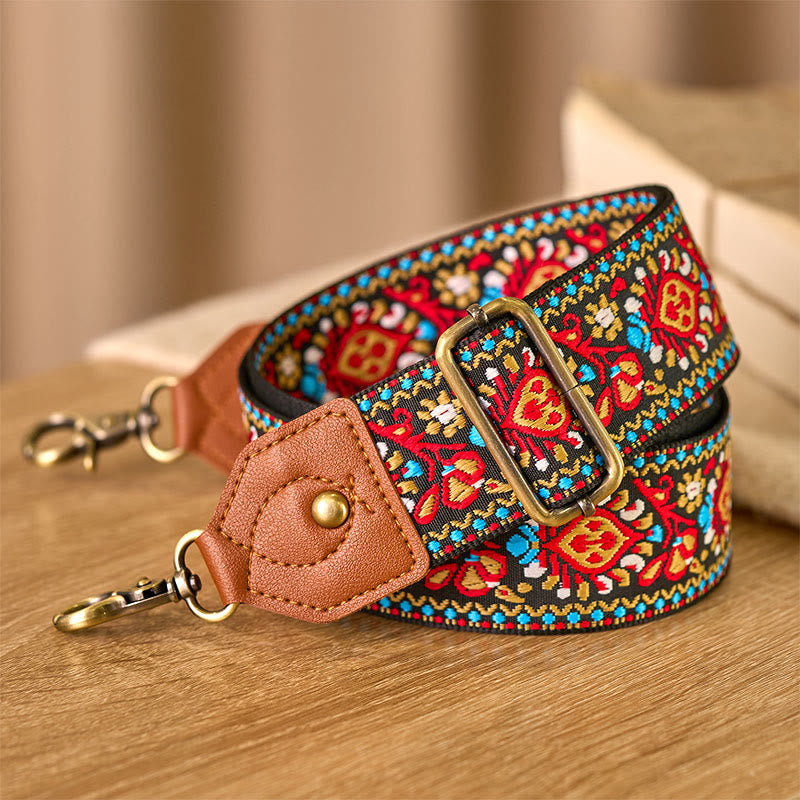 Buddha Stones Brązowo-Czarny Krokosz Żakard Regulowane Torebki na Ramię Crossbody Paski - image 3