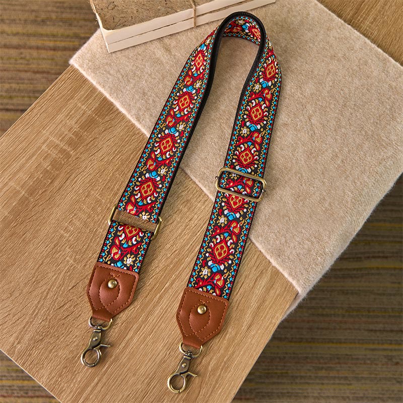 Buddha Stones Brązowo-Czarny Krokosz Żakard Regulowane Torebki na Ramię Crossbody Paski - image 1